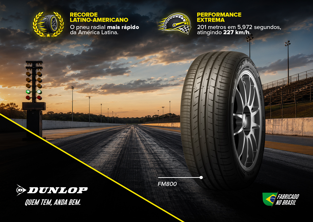 DUNLOP conquista recorde latino-americano em corrida de arrancada ao percorrer 201 metros em 5,972s a 227km/h